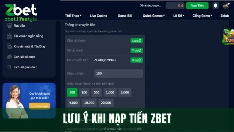 Những lưu ý cần thiết để nạp tiền Zbet suôn sẻ